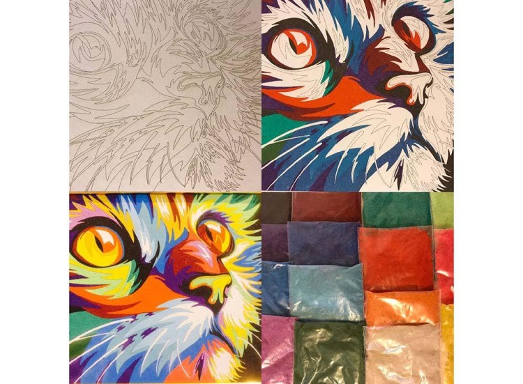 Картина цветным песком «Кот» — картинка 7