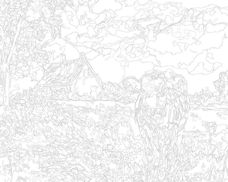 Картина по номерам «Животные: корова, деревенский пейзаж» — картинка 3