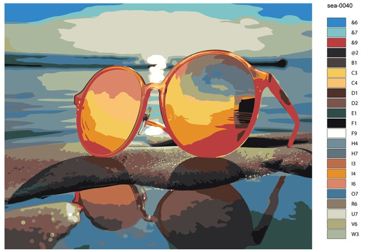 Картина по номерам «Море: Яркие очки на пляже» — картинка 2