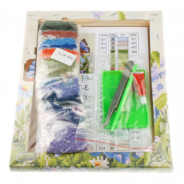 Алмазная вышивка «Бабочка на ирисах» — картинка 3