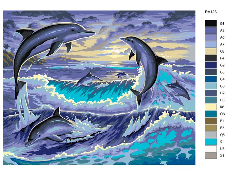 Картина по номерам «Дельфины» — картинка 2