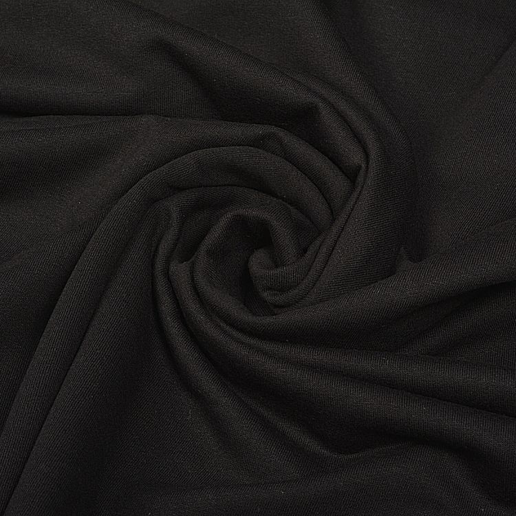 Ткань трикотаж Футер 2х нитка, начес, с лайкрой, 6 м, ширина 200 см, цвет: черный, TBY