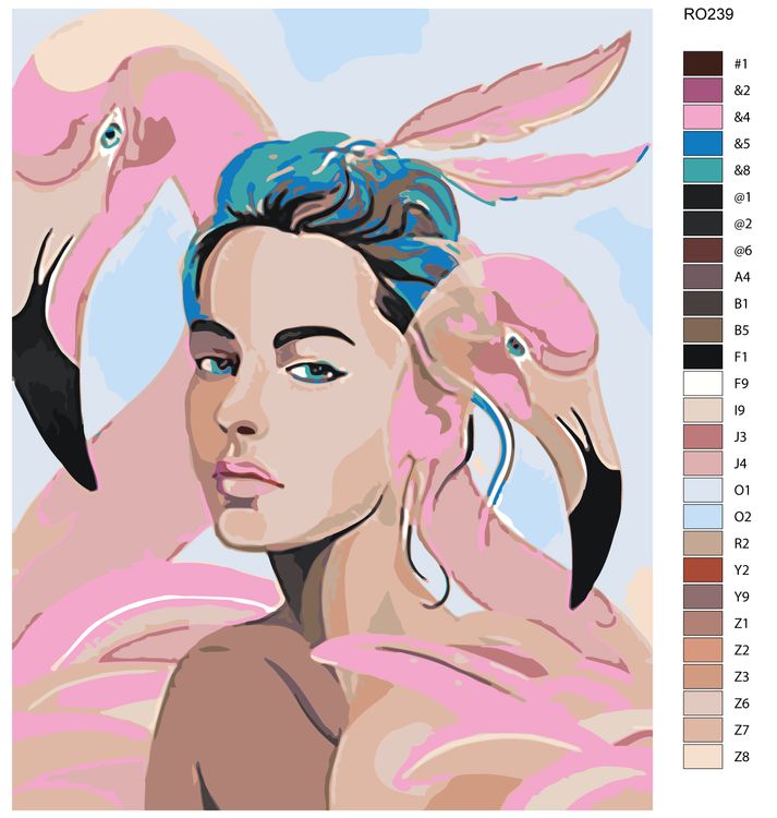 Картина по номерам «Девушка с фламинго» — картинка 2