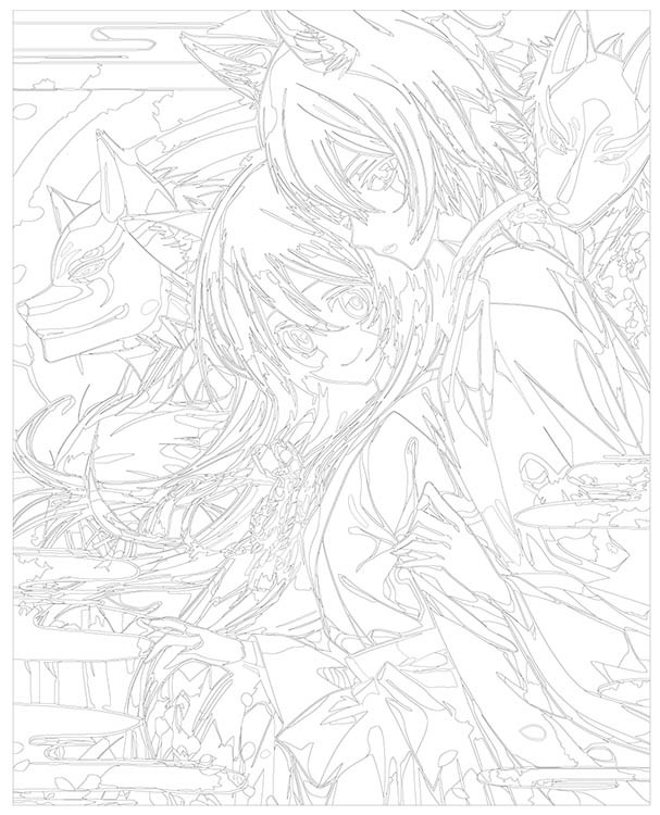 Картина по номерам «Аниме: Девушка, парень и волки в масках» — картинка 3