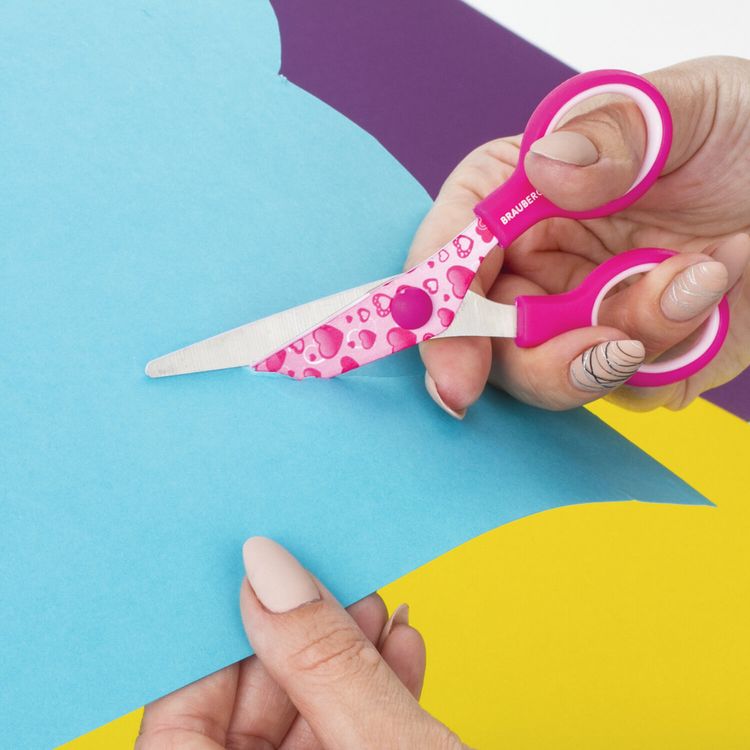 Ножницы Kid Series, 13 см, с цветной печатью «Сердечки», закругленные, Brauberg — картинка 7