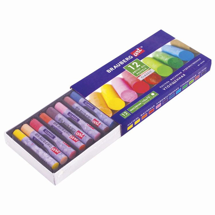 Пастель масляная художественная, 12 цв., утолщенная, круглое сечение, BRAUBERG ART CLASSIC — картинка 2