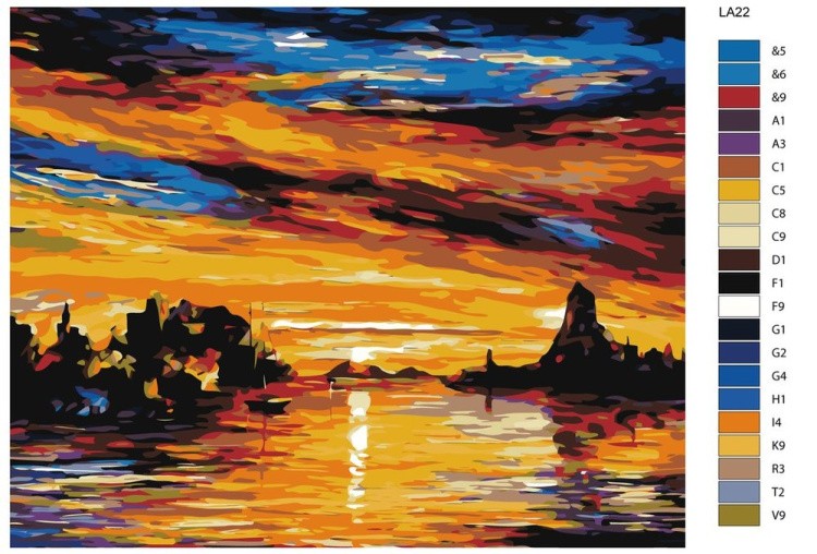 Картина по номерам «Закат на озере» — картинка 2