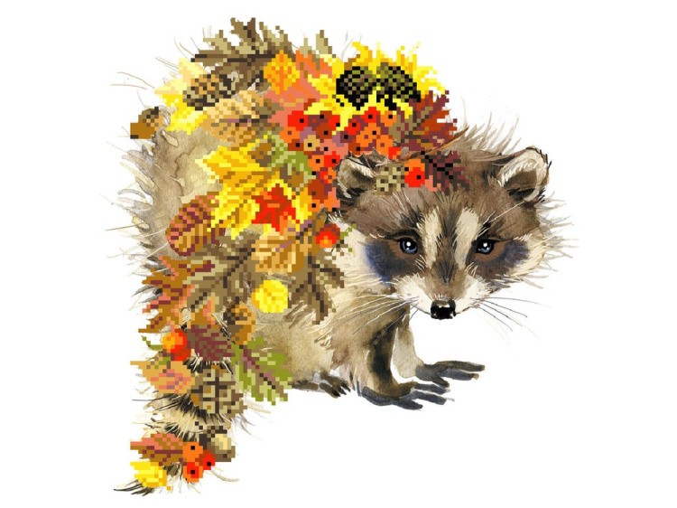 Набор вышивки бисером «Осенний енот» — картинка 2