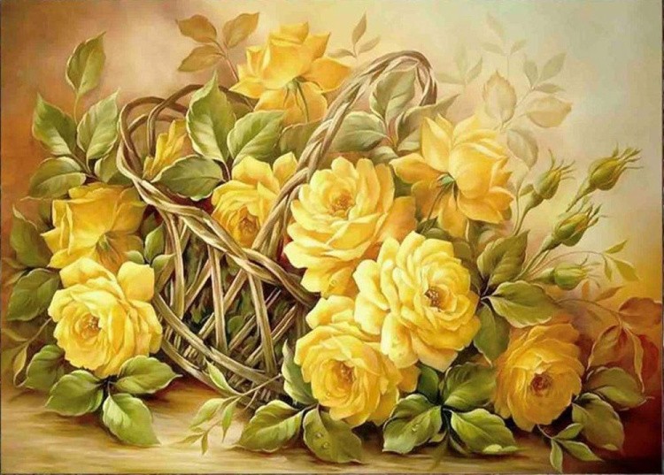 Рисунок на ткани «Корзина роз»