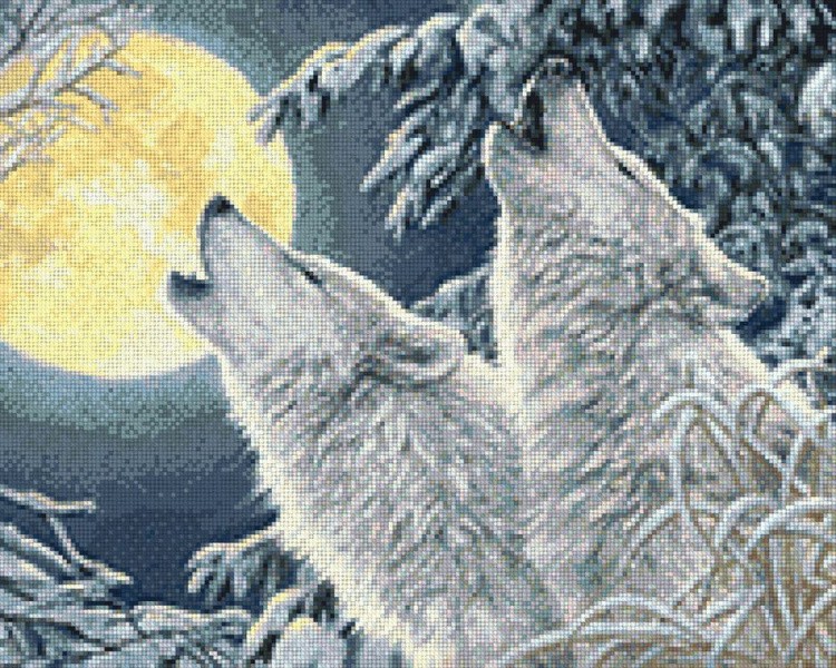 Алмазная вышивка «Полнолуние и волки» — картинка 3