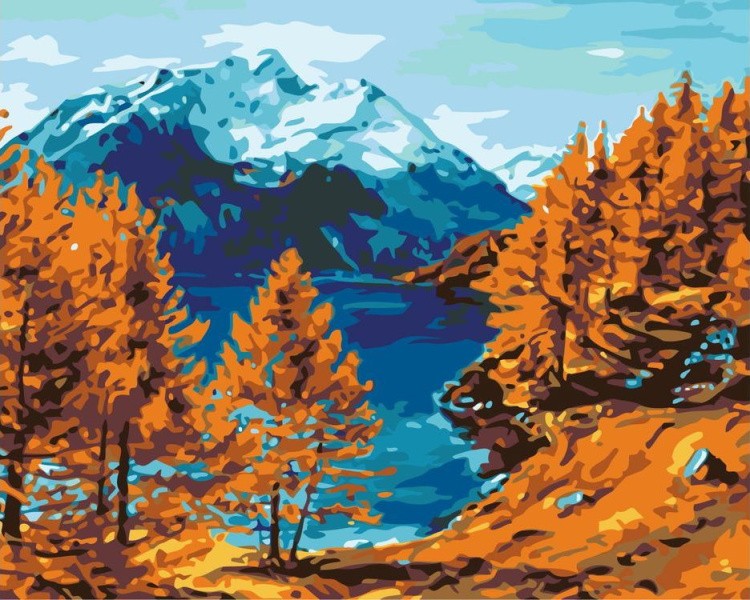 Картина по номерам «Осень на горном озере»