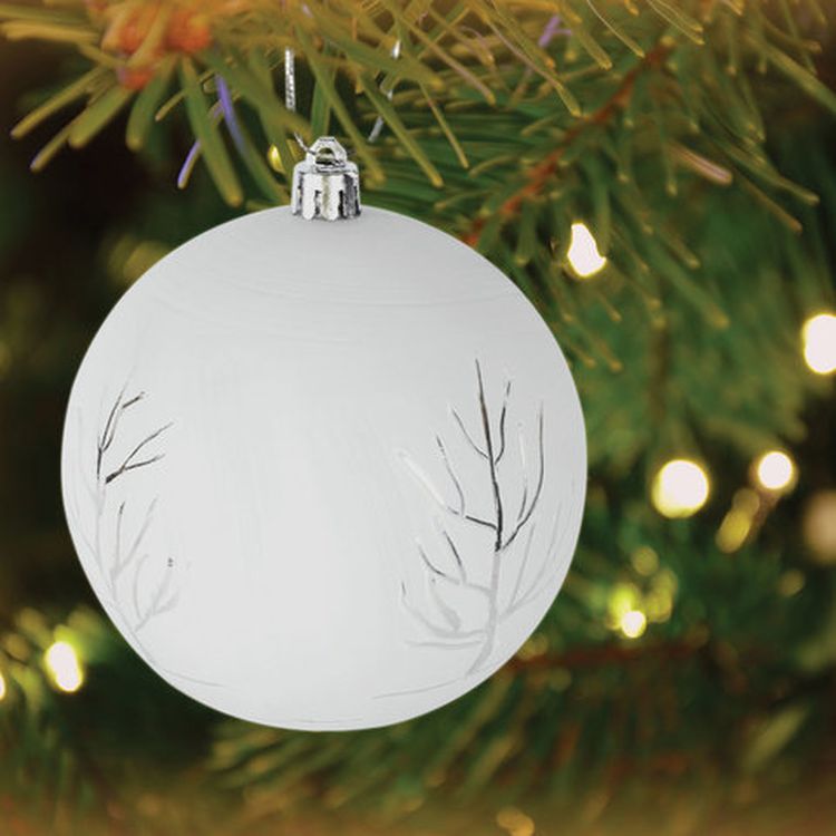 Шары елочные с узором, набор 2 шт., пластик, 10 см, белое серебро, матовые — картинка 5