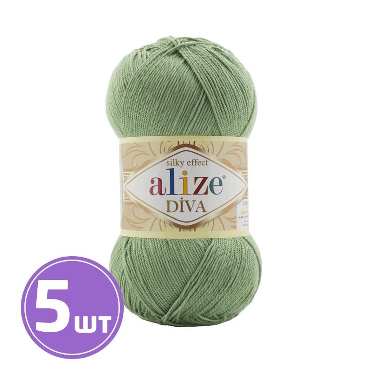 Пряжа ALIZE Diva Silk effekt (852), базилик, 5 шт. по 100 г