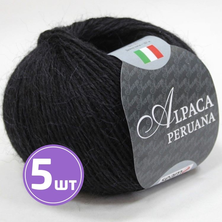 Пряжа SEAM ALPACA PERUANA (01), черный, 5 шт. по 50 г