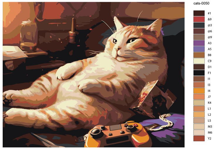 Картина по номерам «Толстый рыжий кот в кресле» — картинка 2