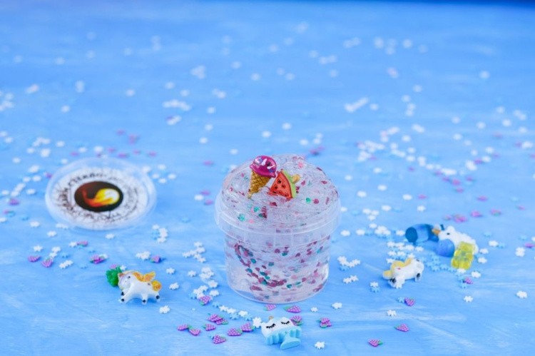 Слайм Стекло прозрачный с красными сердечками, 100 гр — картинка 2