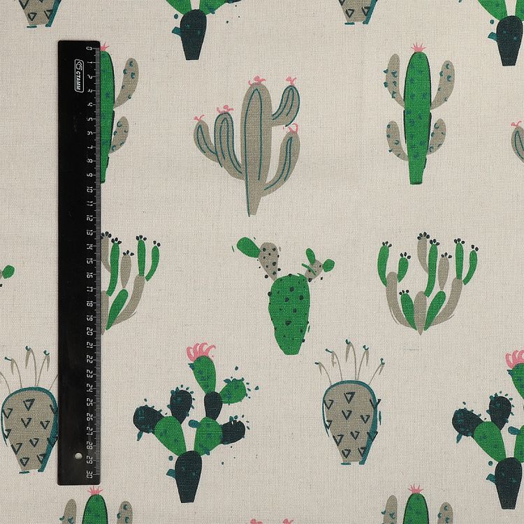 Ткань лен, 140 г/м², 30% лен, 70% хлопок, 3 м, ширина 150 см, цвет: белый, принт, TBY — картинка 5