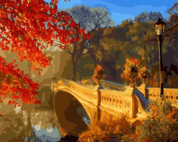 Картина по номерам «Мост в осеннем сквере»