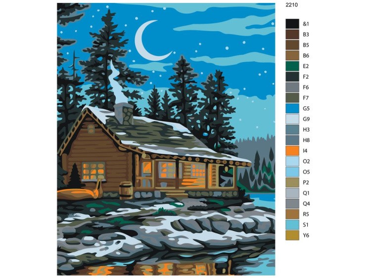 Картина по номерам «Ночь над озером» — картинка 2