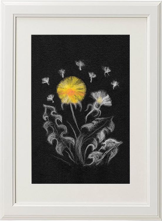 Картина шерстью «Одуванчики» — картинка 2