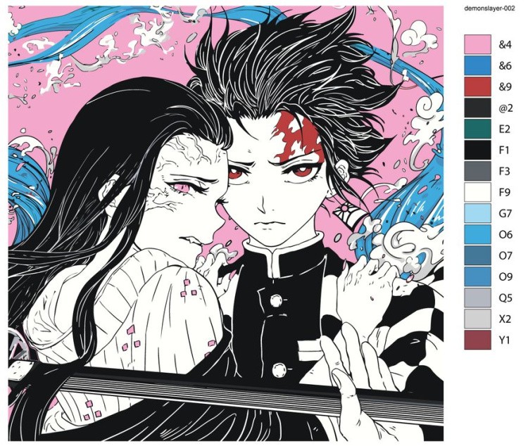 Картина по номерам «Клинок рассекающий демонов: Танджиро и Незуко» — картинка 2