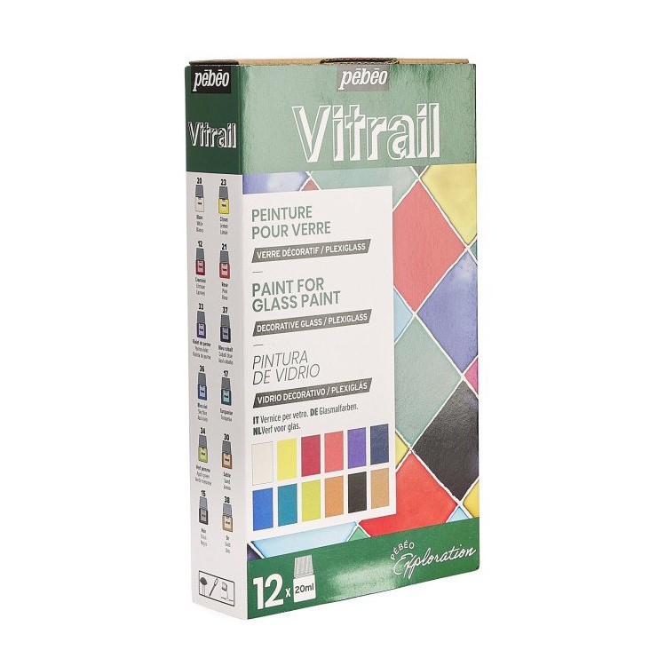 Набор красок Pebeo Vitrail «Исследование» по стеклу и металлу, 12 цв. — картинка 2