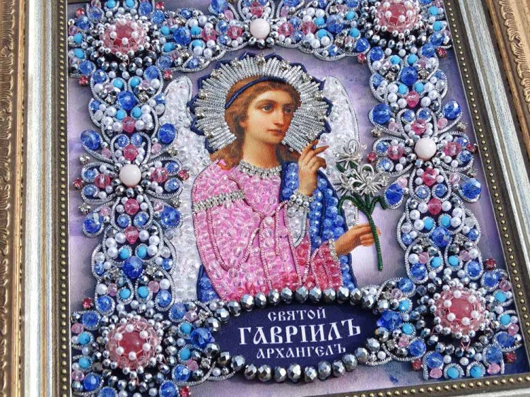 Набор для вышивания хрустальными камнями «Архангел Гавриил» (серебро) — картинка 6