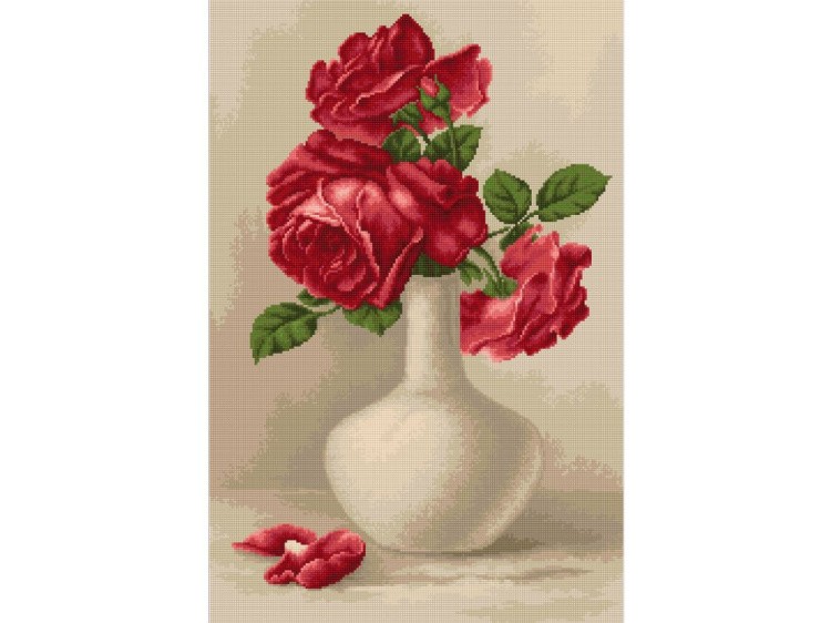 Набор для вышивания «Красные розы в вазе»