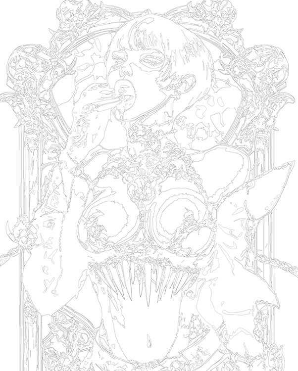 Картина по номерам «Девушка вампир с цепями, бдсм 40x50» — картинка 3