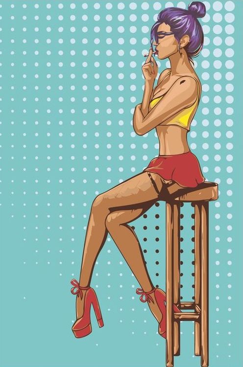 Картина по номерам «Девушка на барном стуле»