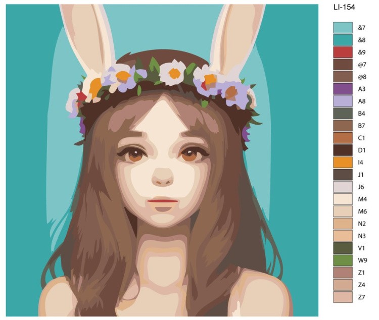 Картина по номерам «Милая девочка в венке из цветов» — картинка 2