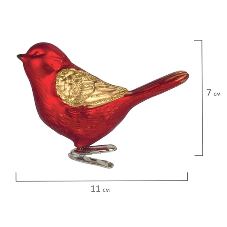 Украшения елочные «Птичка», набор 2 шт., цвет: красный с золотыми крыльями — картинка 5
