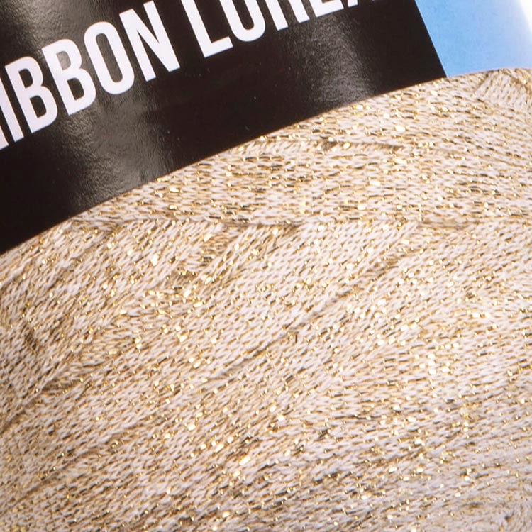 Пряжа YarnArt Ribbon Lurex (Риббон Люрекс) (724), белый-золотой, 4 шт. по 250 г — картинка 2