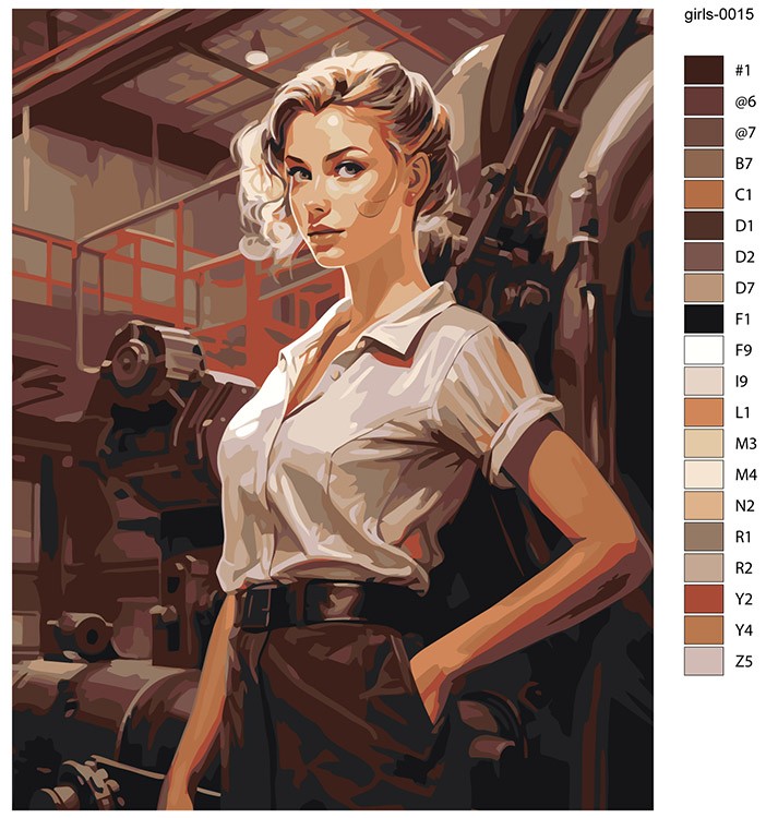 Картина по номерам «Портрет девушки на заводе» — картинка 2