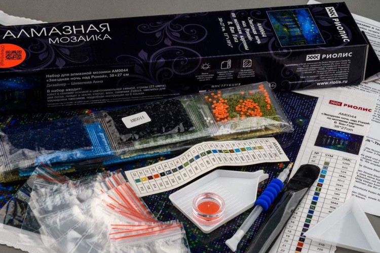 Алмазная вышивка «Звездная ночь над Роной» по мотивам картины Ван Гога» — картинка 2