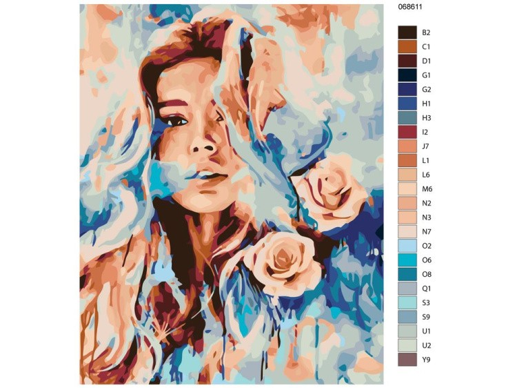 Картина по номерам «Девушка с розами» — картинка 2