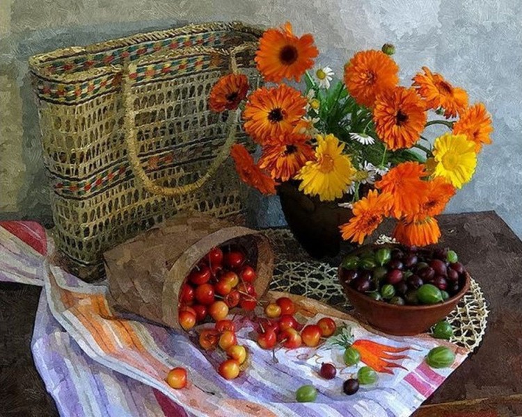 Картина по номерам «Ягоды и цветы» — картинка 2