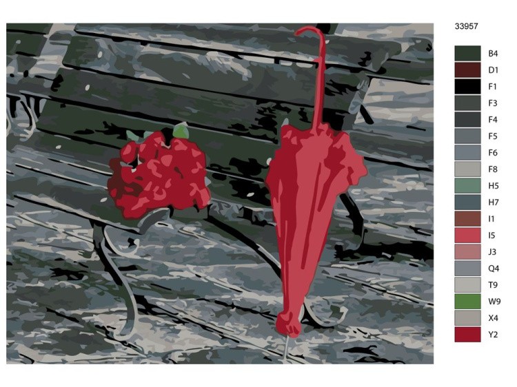 Картина по номерам «Зонт и букет цветов» — картинка 2