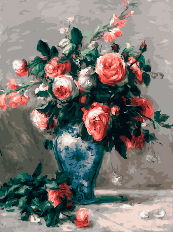 Картина по номерам «Ренуар. Розы в синей вазе»
