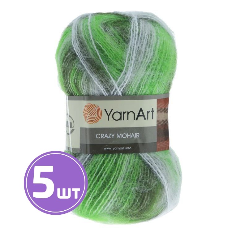 Пряжа YarnArt Mohair Crazy (2040), мультиколор, 5 шт. по 100 г