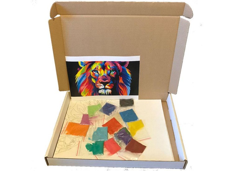 Картина цветным песком «Лев» — картинка 4