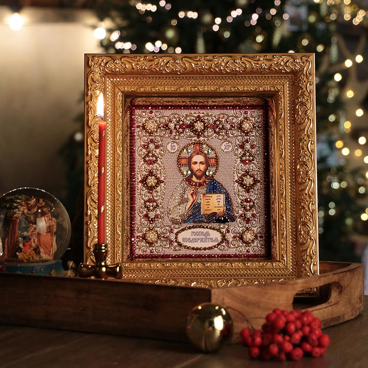 Вышивка Образа в каменьях «Господь Вседержитель» — картинка 3