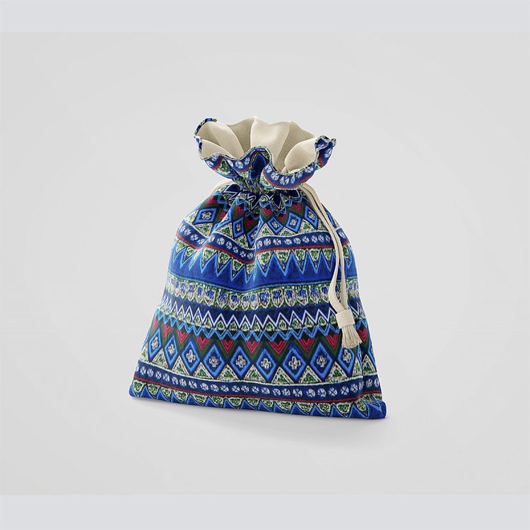 Ткань Лен, 140 г/м², 5 м x 150 см, цвет: синий, геометрический принт, TBY — картинка 8