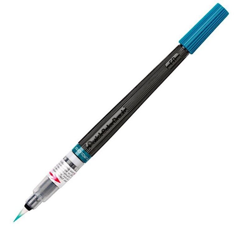 Кисть с краской Colour Brush, 1-10 мм, 5 мл, цвет: бирюзовый, Pentel