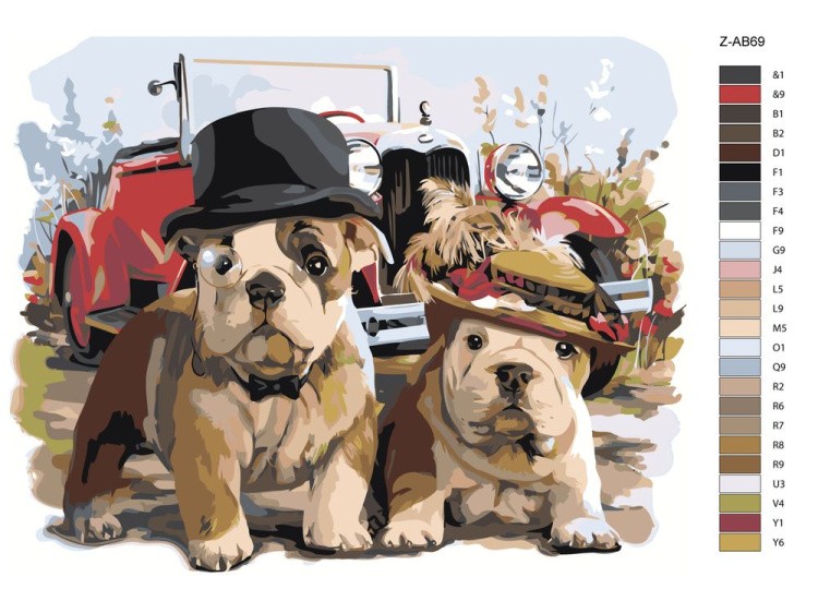 Картина по номерам «Английские бульдоги» — картинка 2