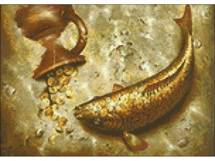 Алмазная вышивка «Золотой карп» — картинка 2