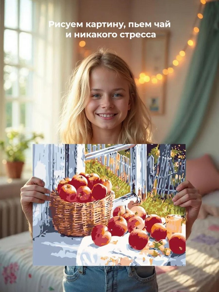 Картина по номерам «Корзина яблок» — картинка 6