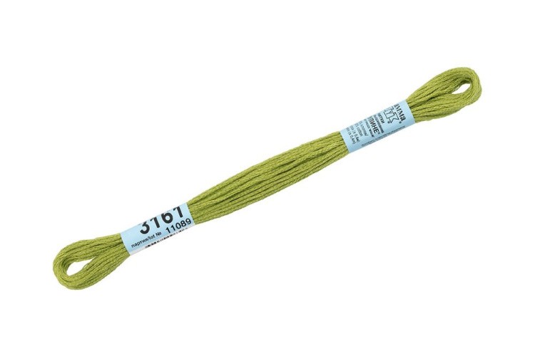 Нитки для вышивания Gamma мулине, 24 шт. по 8 м, цвет: 3161 бледный хаки — картинка 2