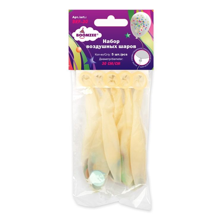 Набор воздушных шаров, 30 см, цвет: ассорти, 5 шт., BOOMZEE — картинка 2
