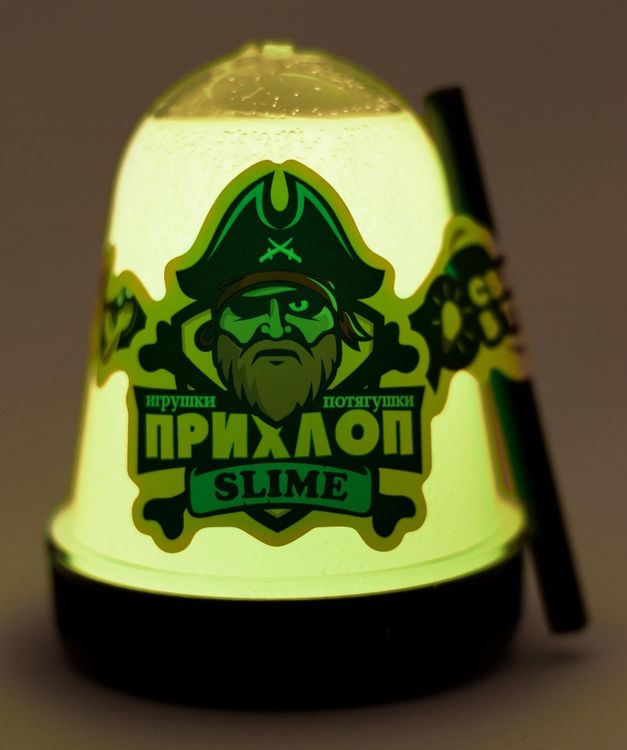 Слайм Прихлоп Люминофор светится в темноте желтый — картинка 3